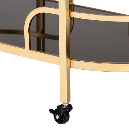 Baxton Studio Leighton Contemporary Glam and Luxe Gold Metal and Tempered Glass 2Tier Wine Cart 221-12525-ZORO